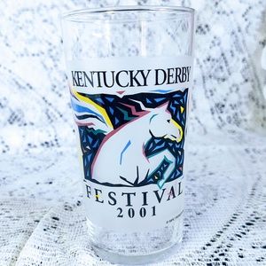 VINTAGE COLLECTIBLE OFFICIAL 2001 KENTUCKY DERBY FESTIVAL GLASS 5 1/4" PARTYWARE
